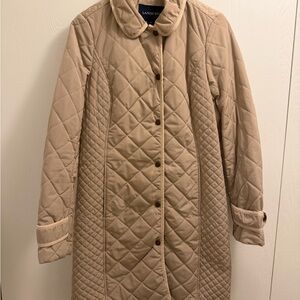 Lands' End Women's Quilted Insulated Feather Free Beige Coat